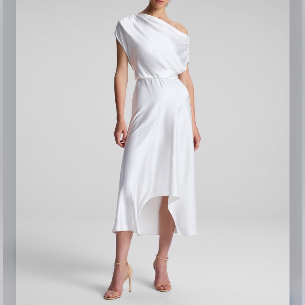 A.L.C. Jasmine Asymmetric Hem Satin Midi-Dress Size 10 NWT - Picture 1 of 6